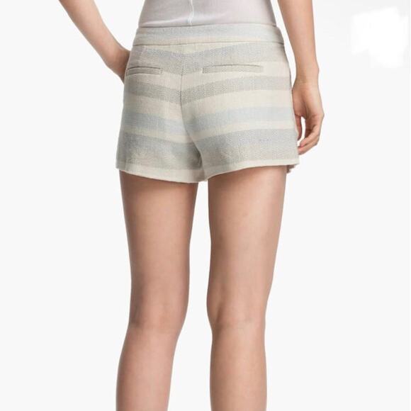 Joie ‘Merci’ Blue and Cream Striped Woven Cotton Mid Rise Dress Shorts Size 4 - Picture 2 of 9